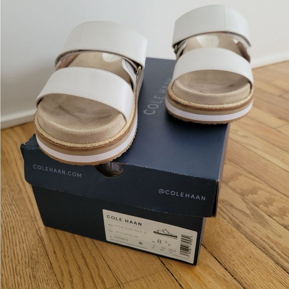 Women’s COLE HAAN Cloud Slide Optic White LEATHER SANDAL - Picture 4 of 6